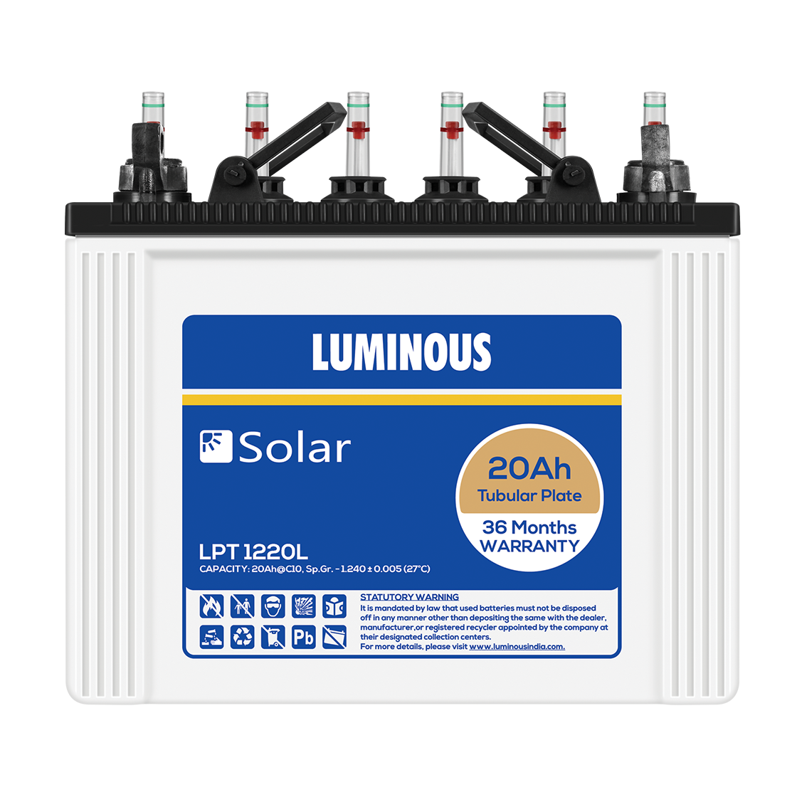 Luminous Solar LPT1220L tubular battery