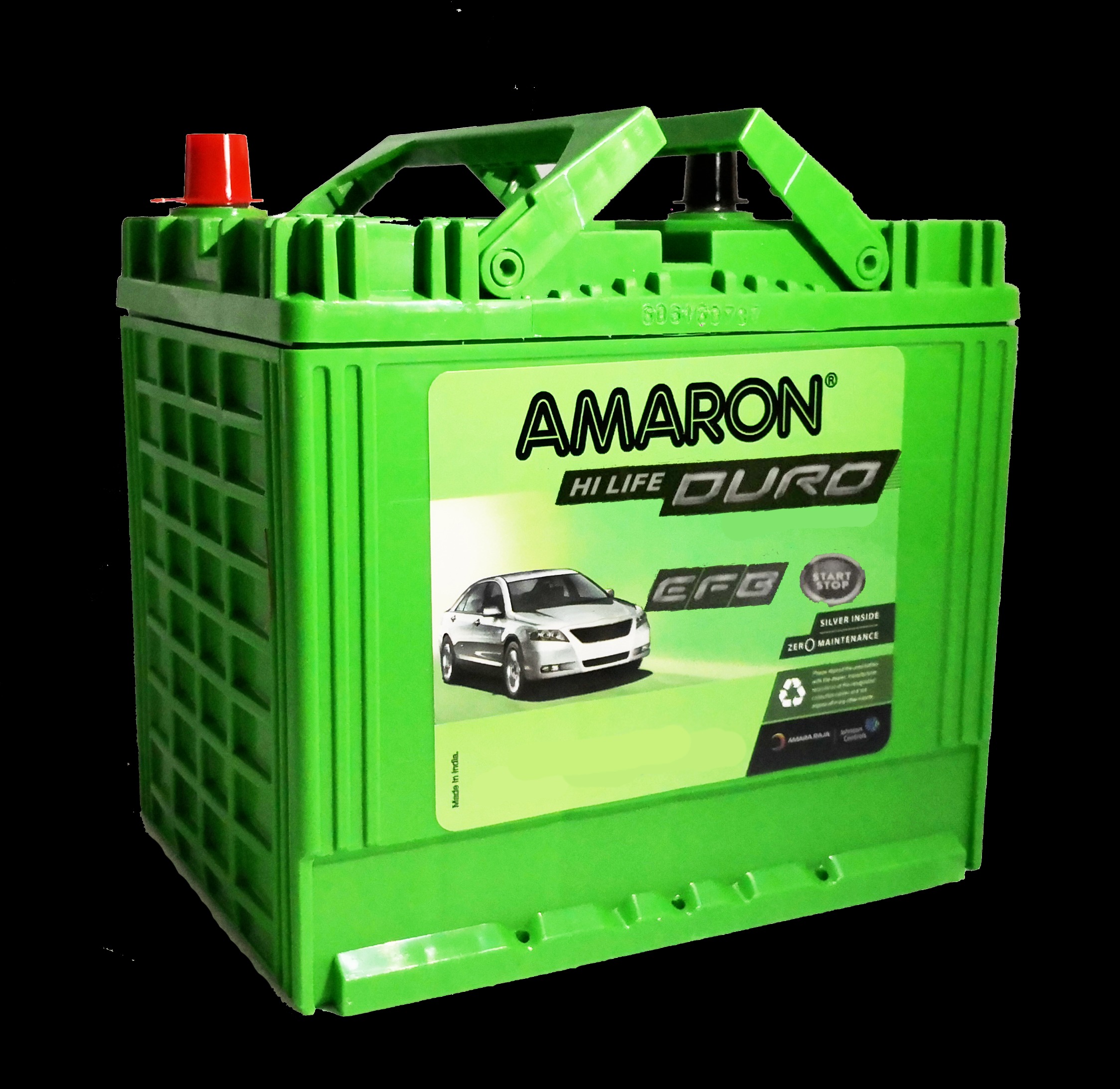 Amaron Duro EFB start-stop car battery side view